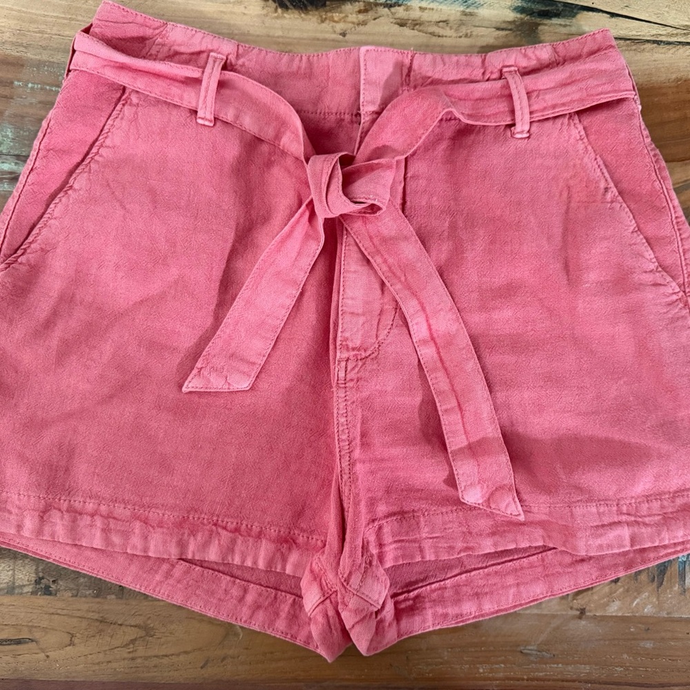 Salmon Pink Lightweight Linen Blend Women's Shorts